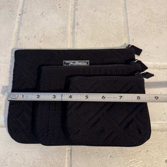 Set of THREE Vera Bradley Quilted Pouches / Cosmetic Cases in Black - Picture 13 of 14